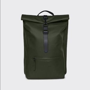 Rains Rolltop Rucksack Green backpack (Used Once)